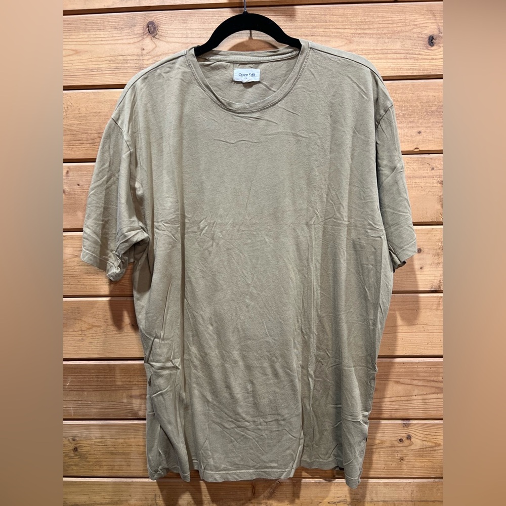 Open Edit Men’s Oversized T-Shirt | Desert Sand | Crewneck Short Sleeve | Large